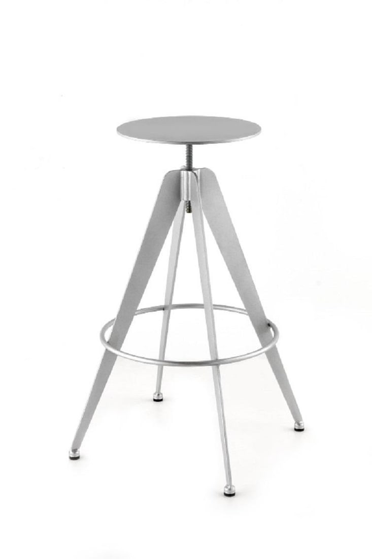 New Industrial Wrought Iron Shop Stool with Oak Seat - 6