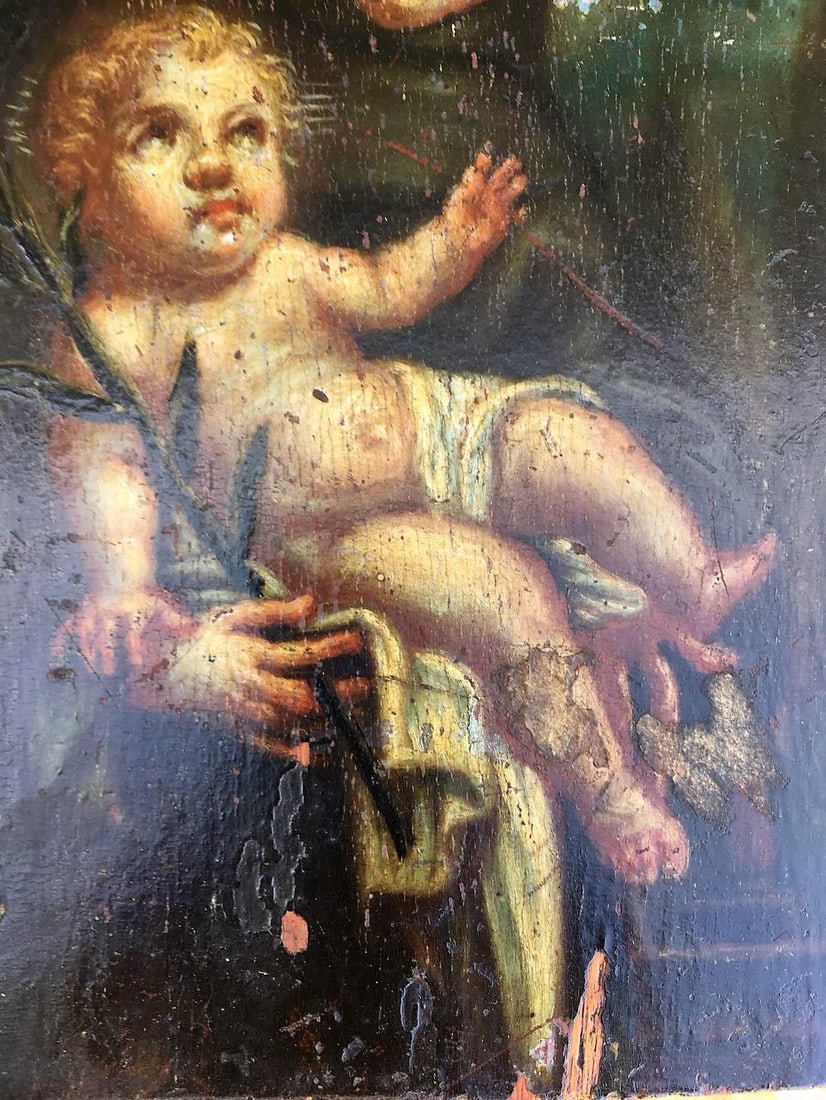 17th Century Original Oil on Wood Panel of St. Anthony of Padua - 9