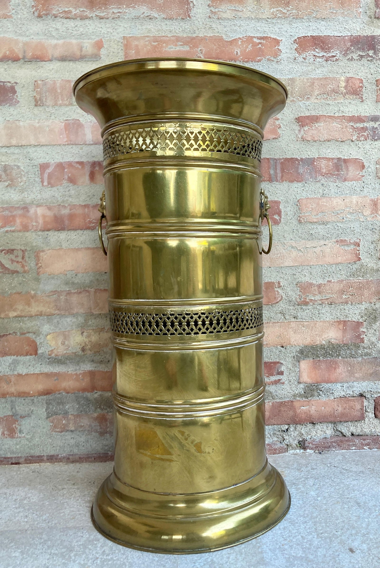 20th Century Round Brass Umbrella Stand - 10