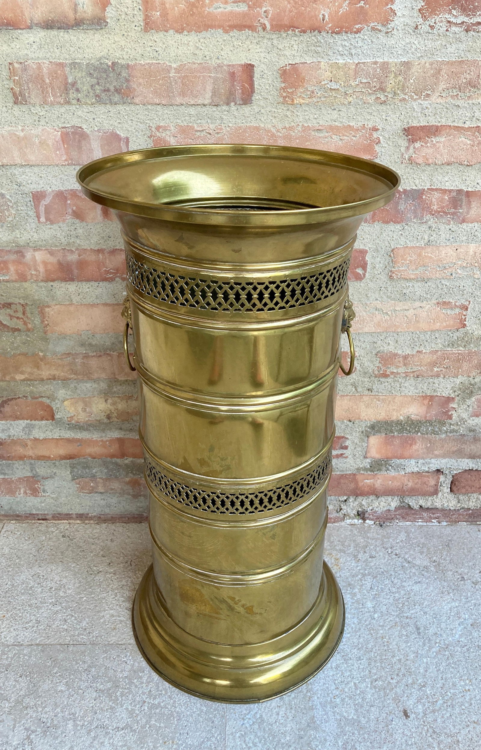 20th Century Round Brass Umbrella Stand - 17
