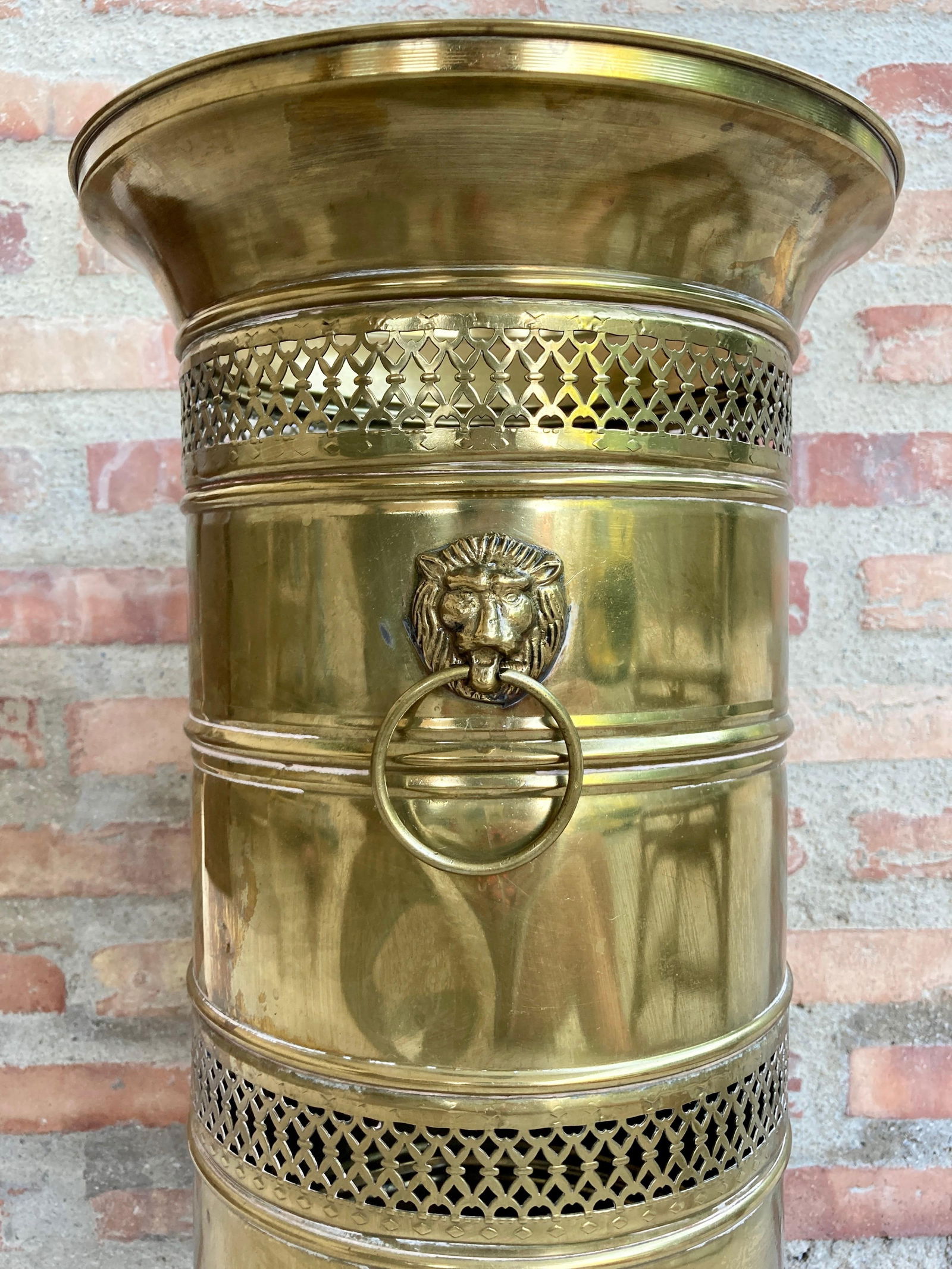 20th Century Round Brass Umbrella Stand - 2