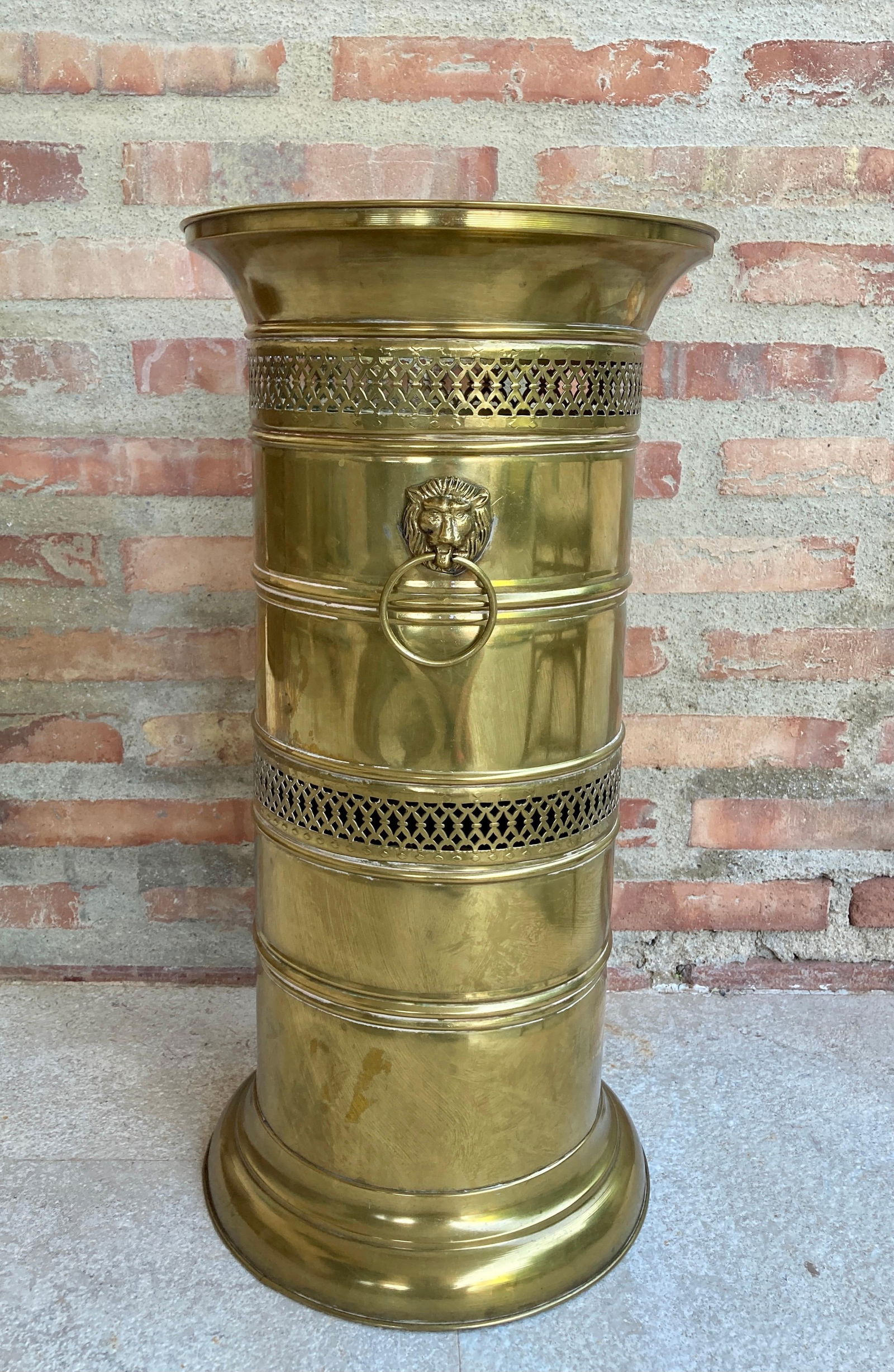 20th Century Round Brass Umbrella Stand - 3