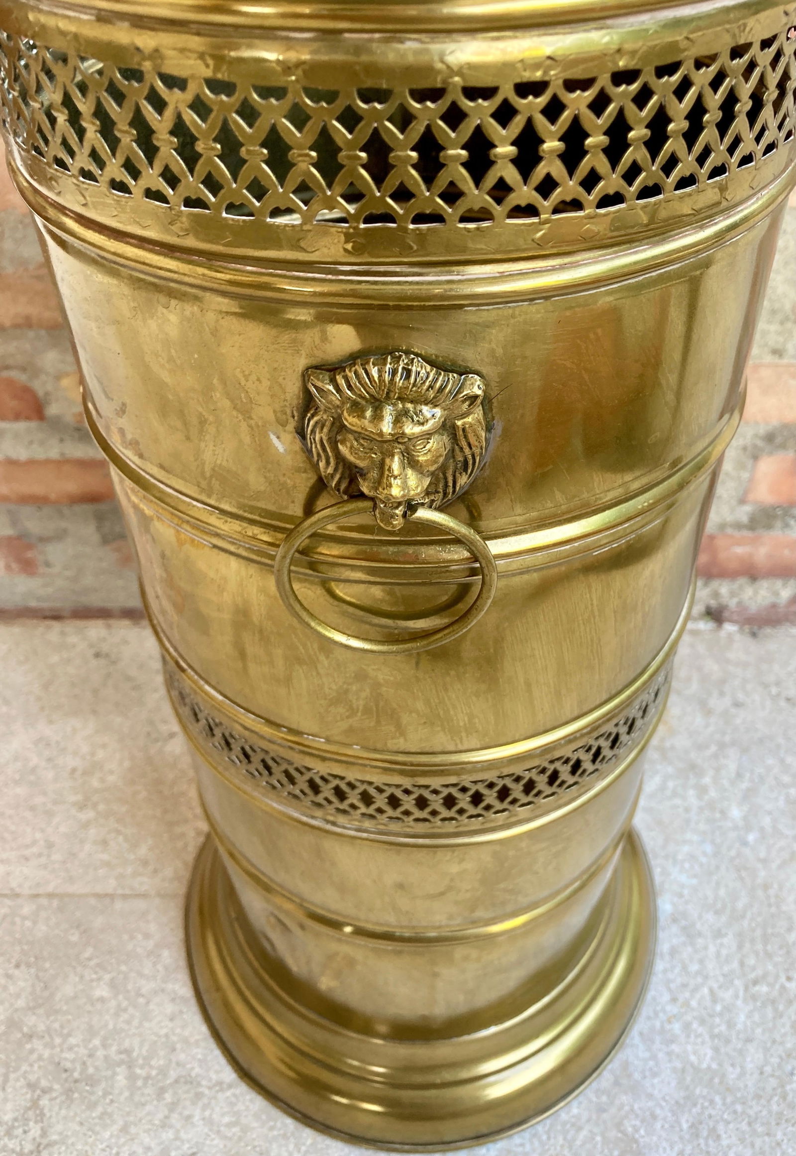 20th Century Round Brass Umbrella Stand - 8