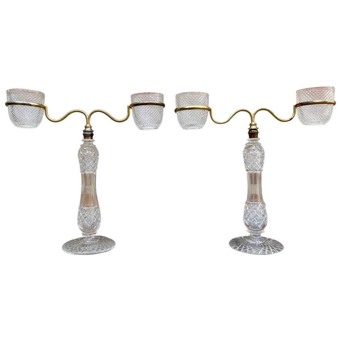 Late XIX Victorian Cut Glass Candleholder in Brass from Cricklite Clarke Trade - 15