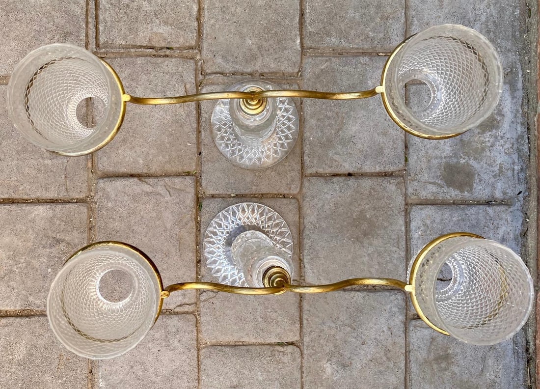 Late XIX Victorian Cut Glass Candleholder in Brass from Cricklite Clarke Trade - 17