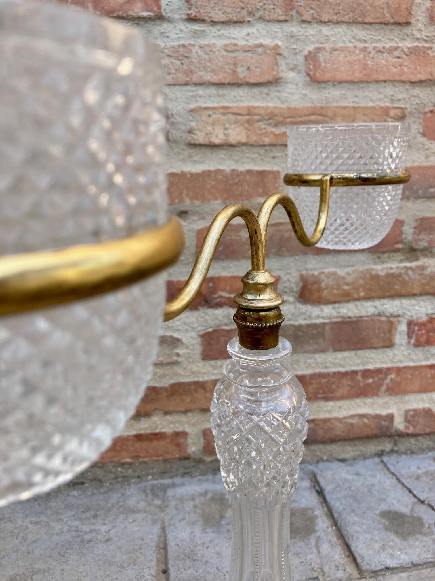 Late XIX Victorian Cut Glass Candleholder in Brass from Cricklite Clarke Trade - 3