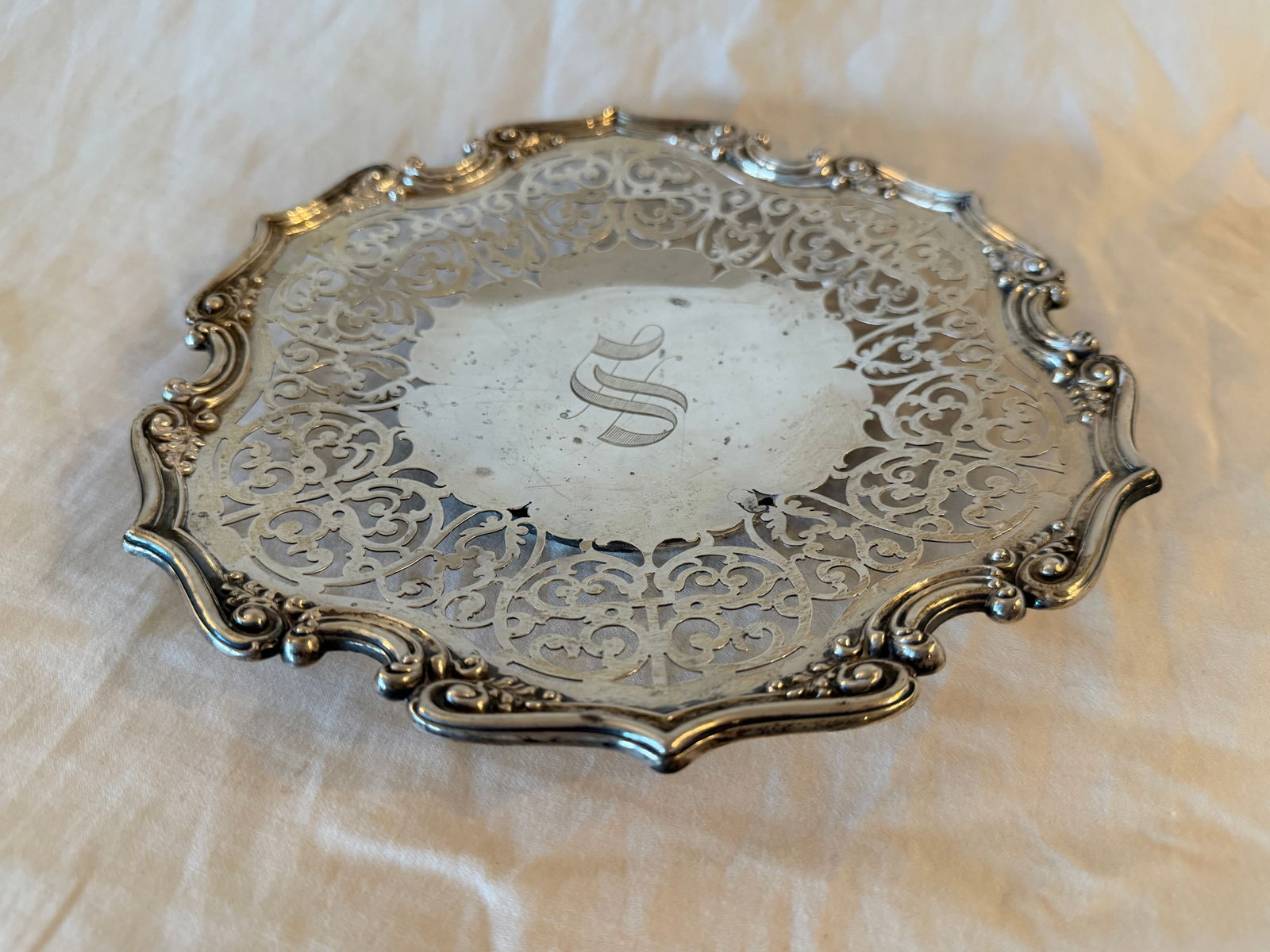 Antique Gorham Sterling Silver Basket Plate With Intricate Design - 2