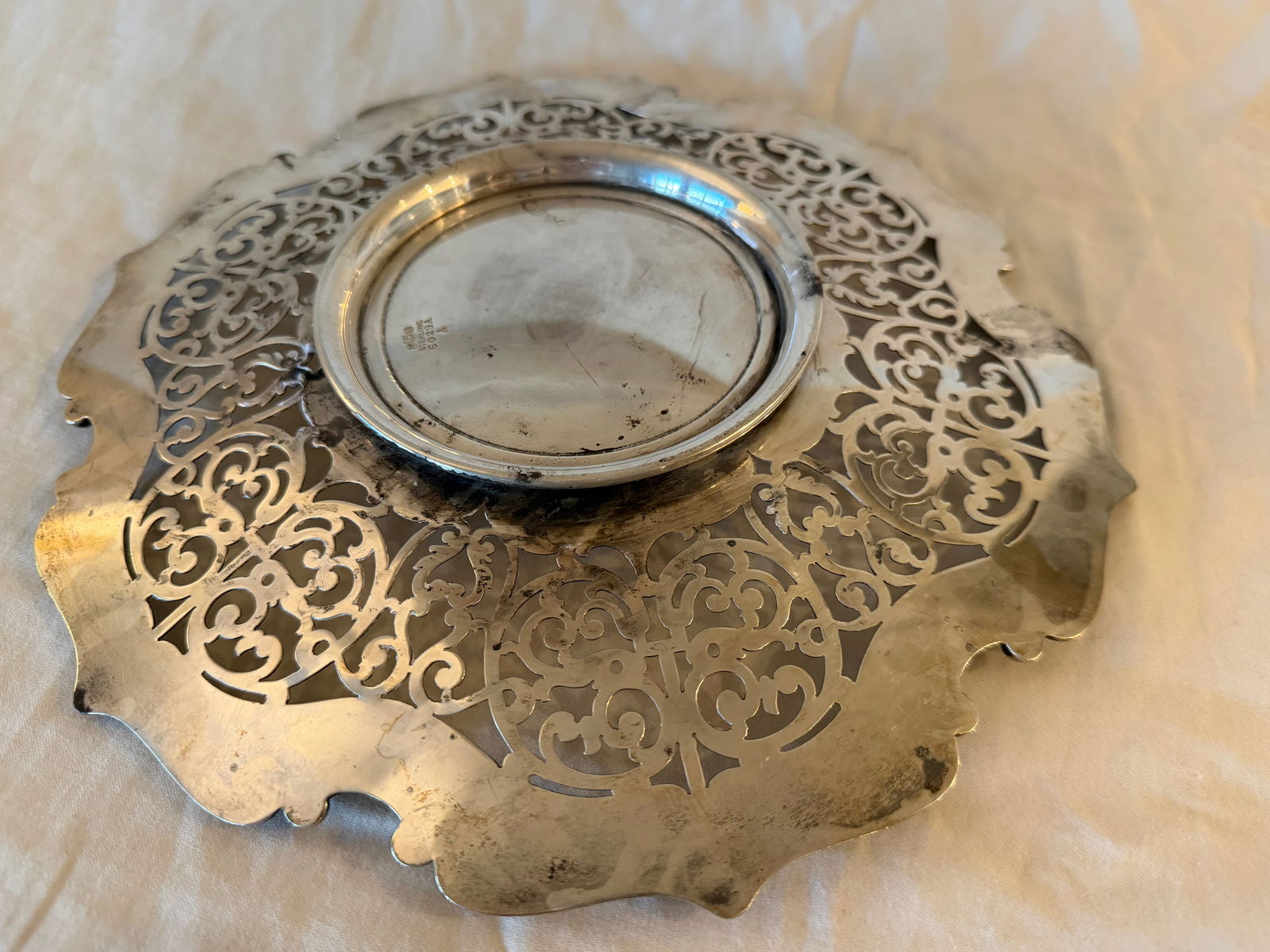 Antique Gorham Sterling Silver Basket Plate With Intricate Design - 7