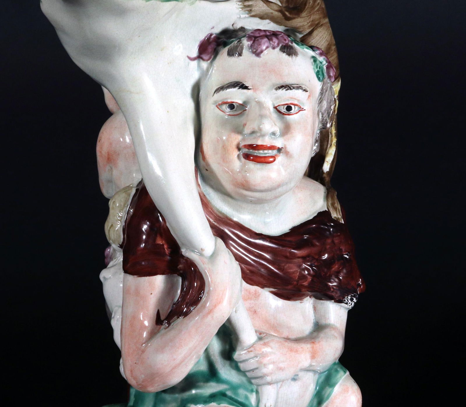 English Staffordshire Pearlware Pottery Large Bacchus Jug - 10
