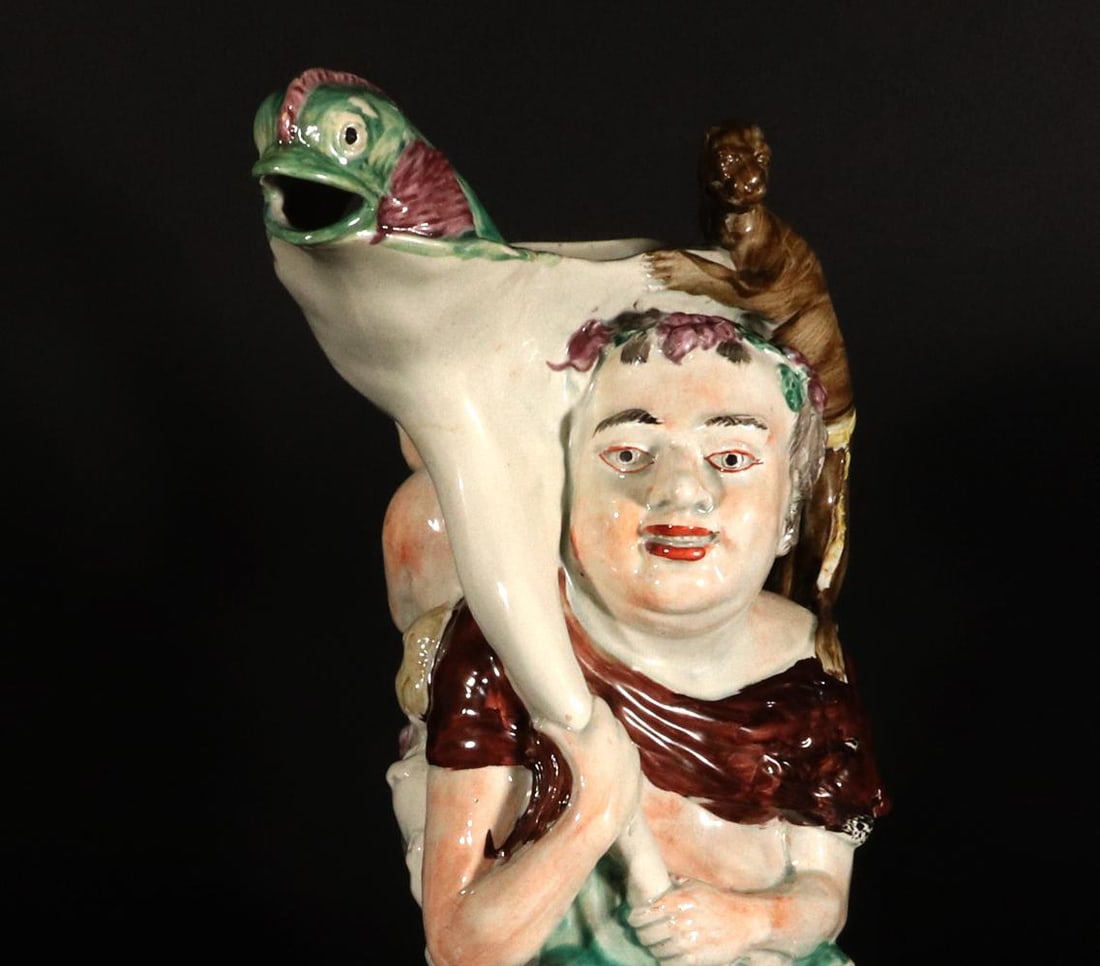 English Staffordshire Pearlware Pottery Large Bacchus Jug - 2