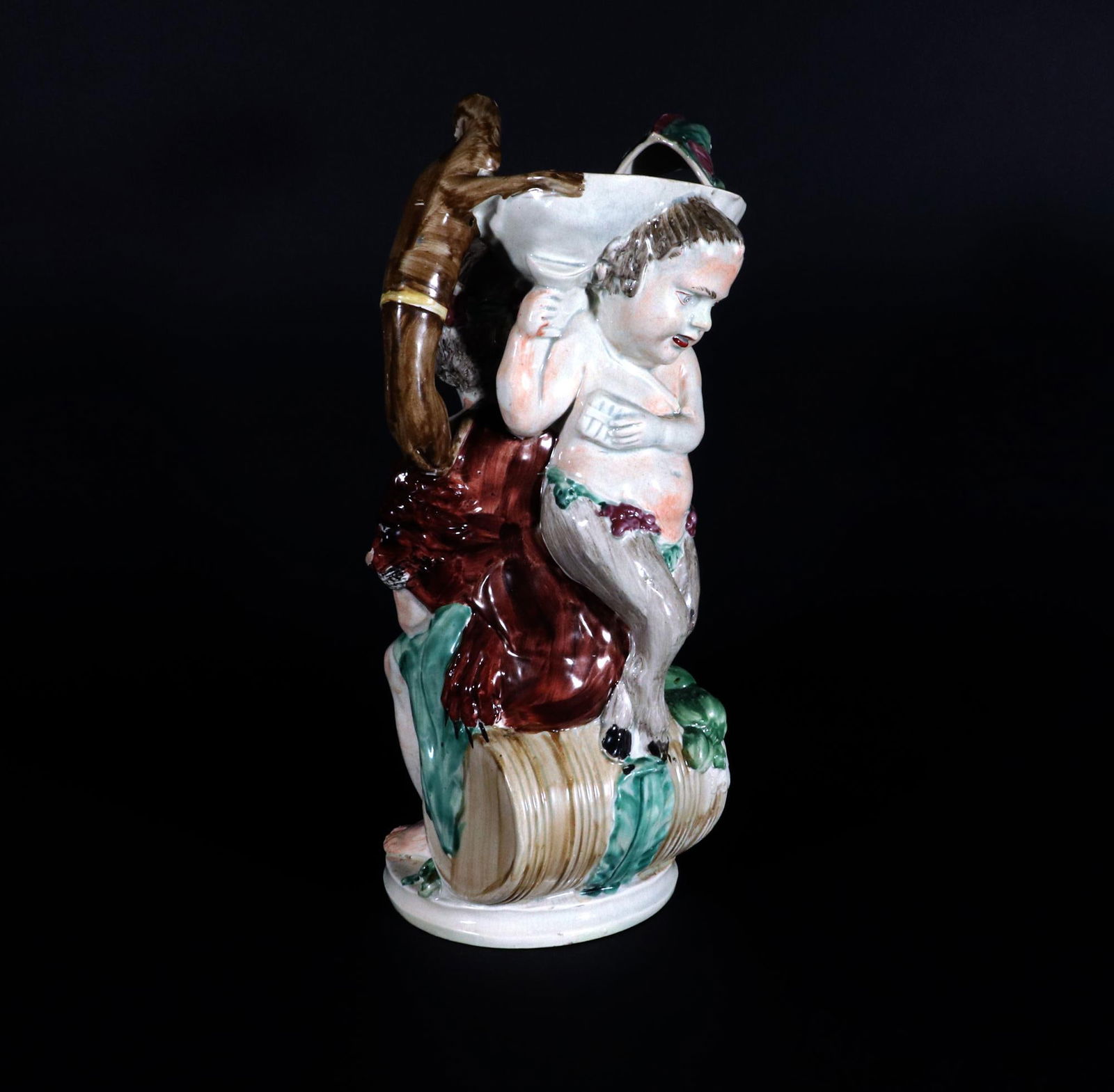 English Staffordshire Pearlware Pottery Large Bacchus Jug - 3