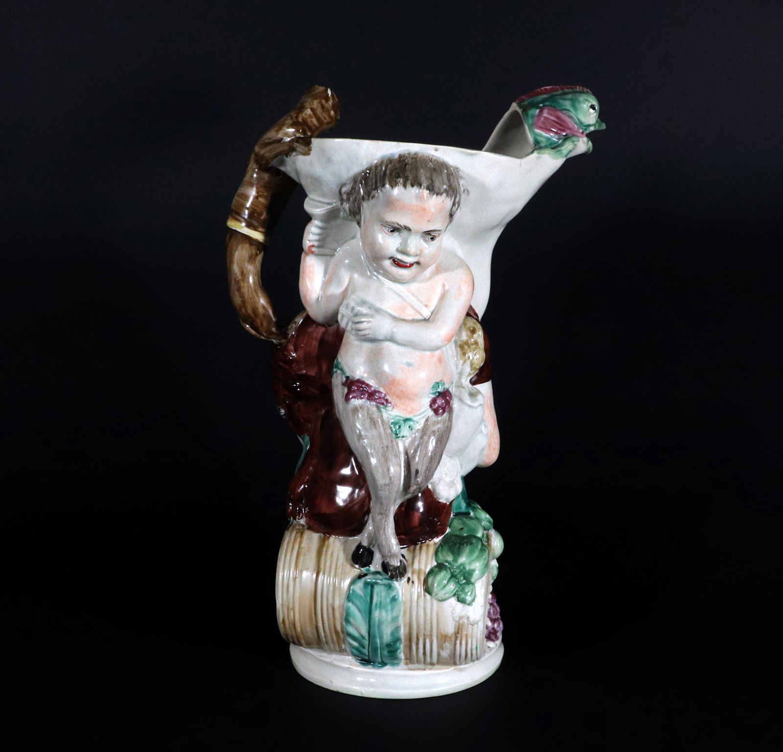 English Staffordshire Pearlware Pottery Large Bacchus Jug - 4