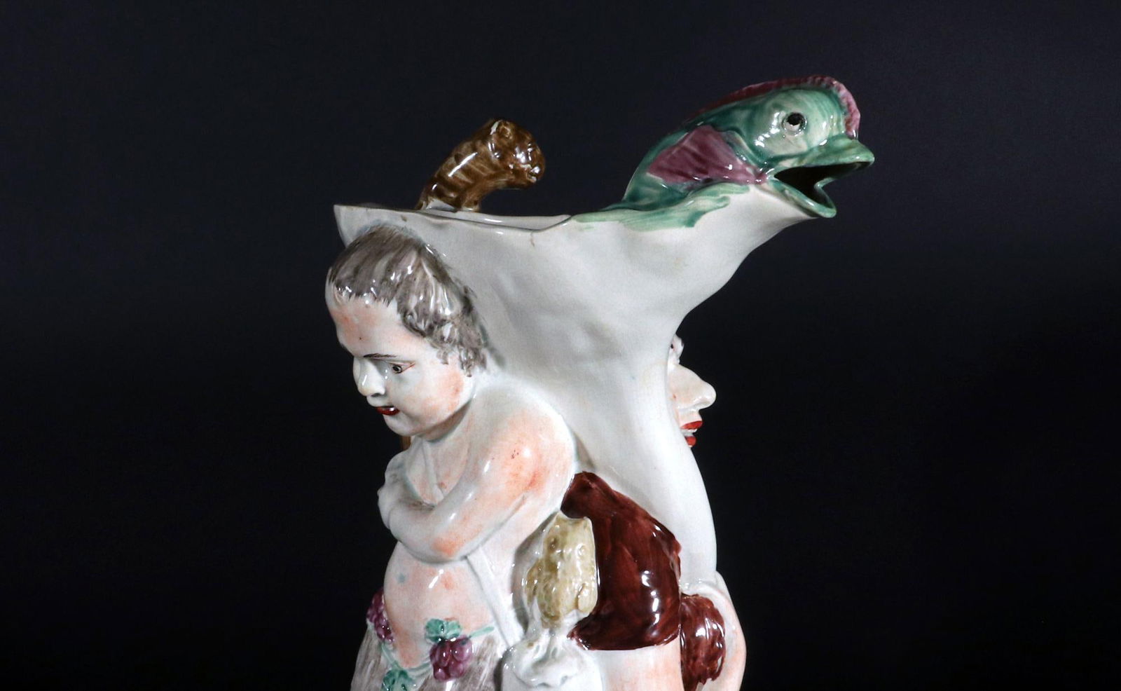 English Staffordshire Pearlware Pottery Large Bacchus Jug - 7