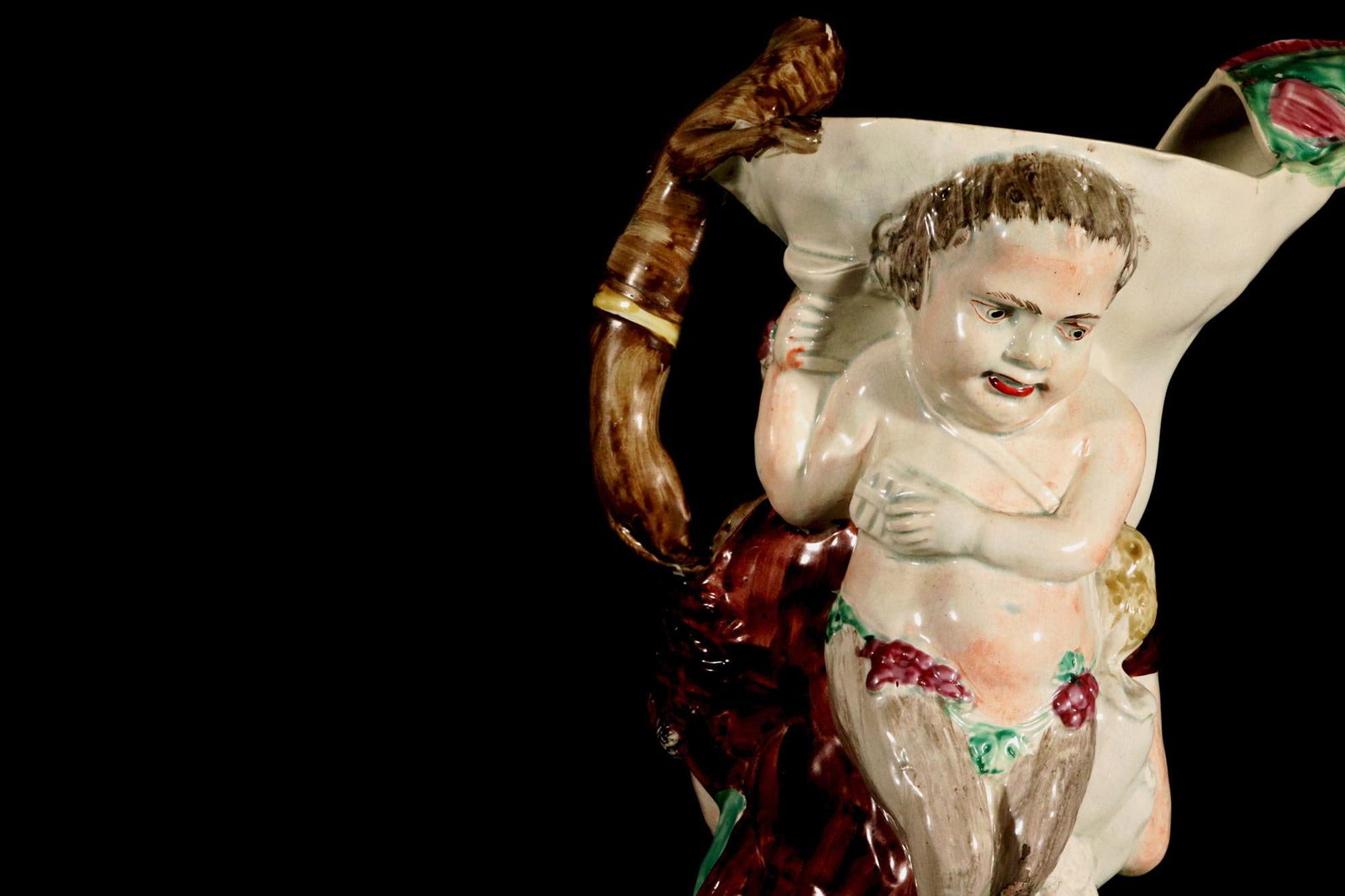 English Staffordshire Pearlware Pottery Large Bacchus Jug - 8