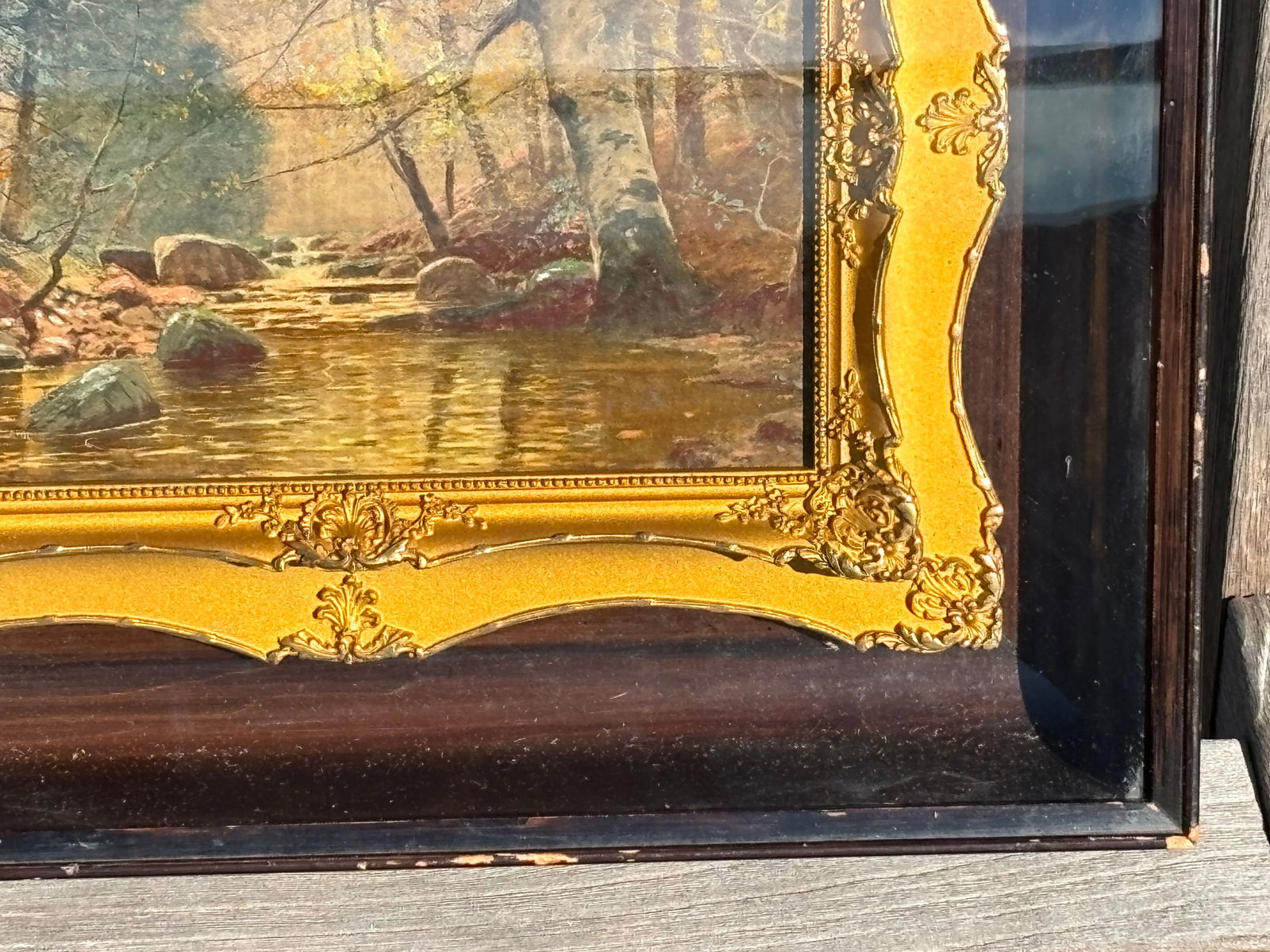 19th C. Original Oil on Board - Well-Executed With Unusual + Highly Detailed Gilt Frame in Frame Art - 5