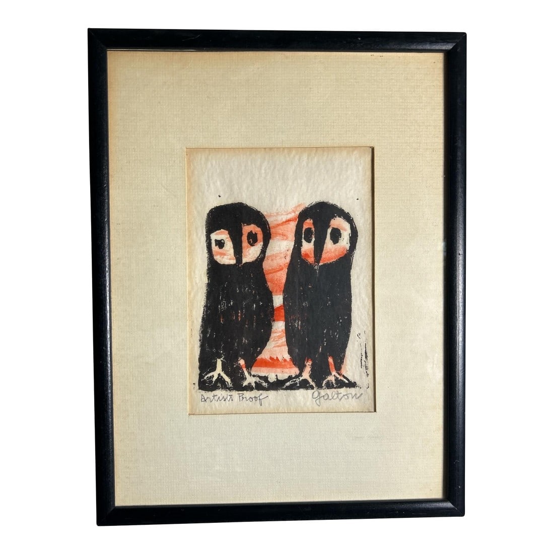 Vintage Herta Galton Framed Pair of Owls Artist Proof: This is one of three in my collection. Framed artist proof of two owls from Herta Galton- A Vienna, born artist that fled the Holocaust. Condition: Alterations: Original Condition Unaltered