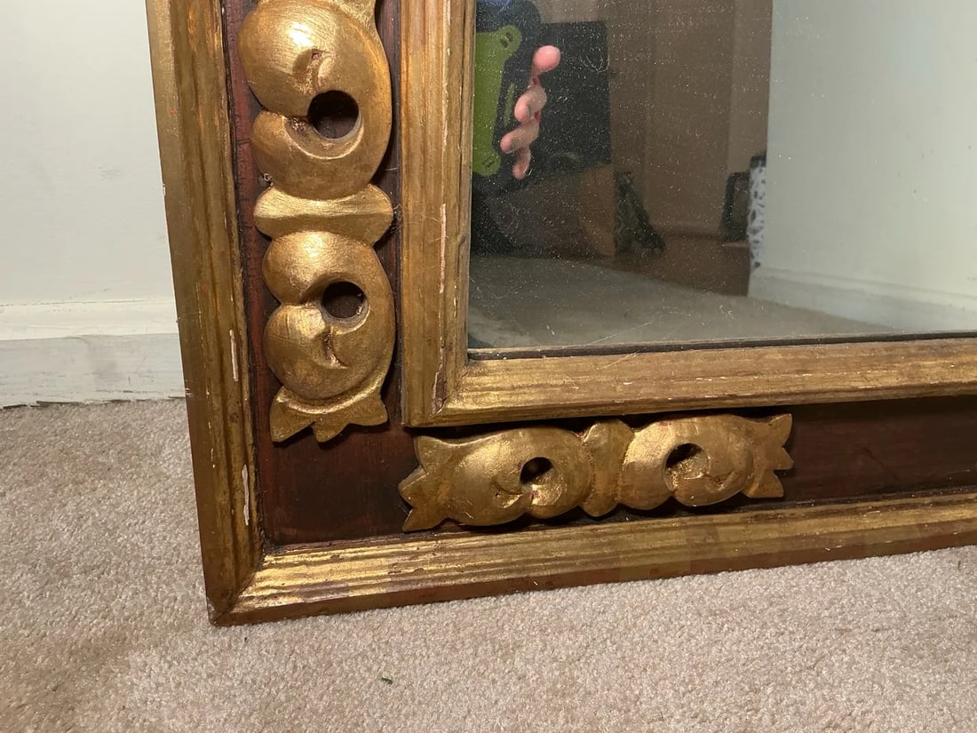 Antique Giltwood Mirror With Pomegranate Motifs, Italian Florentine Style, Circa 1920s - 2