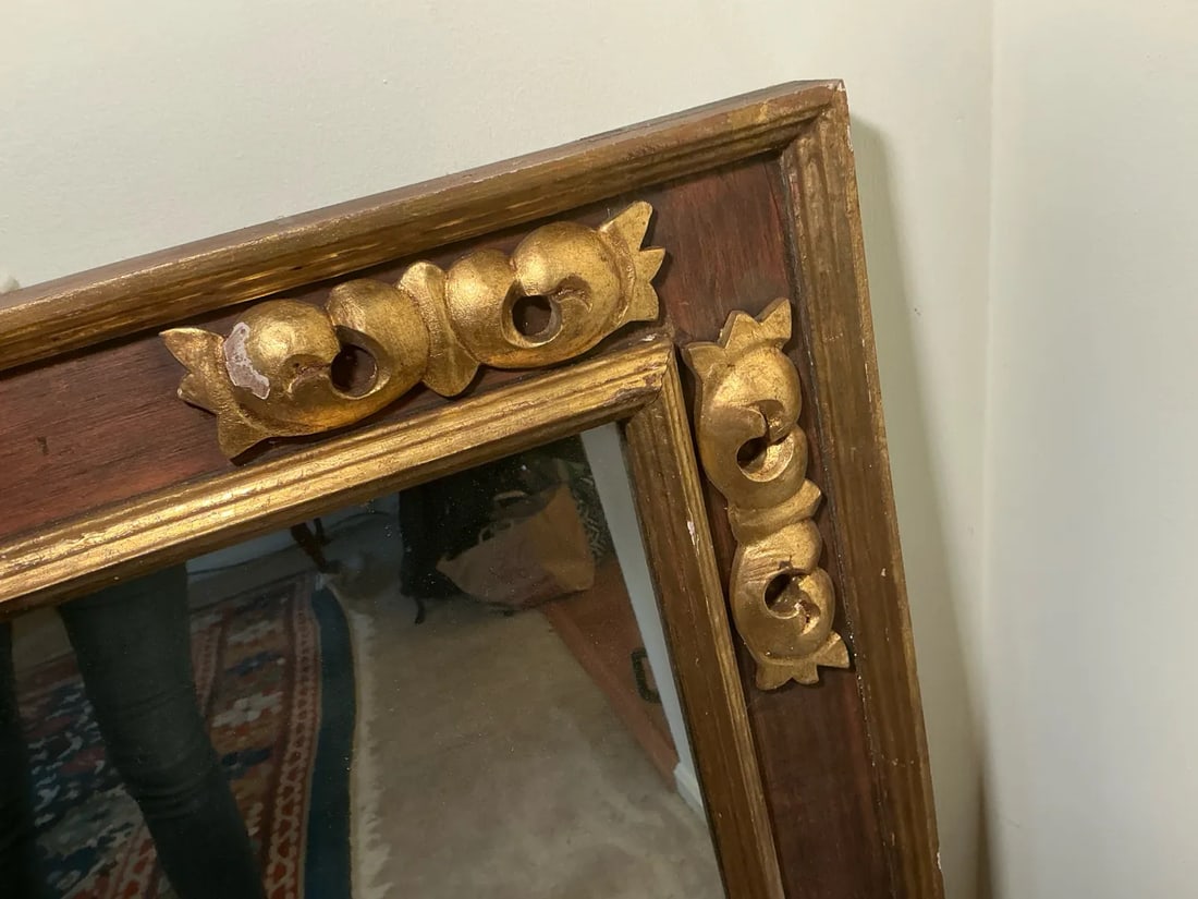 Antique Giltwood Mirror With Pomegranate Motifs, Italian Florentine Style, Circa 1920s - 4