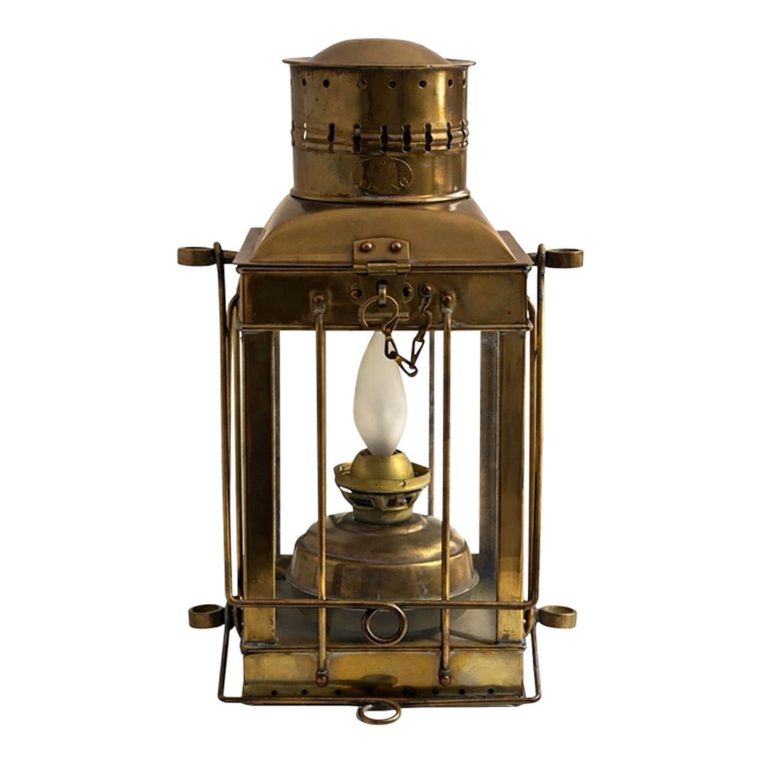 1890s Historical Solid Brass Railroad Lantern | Electrified | Industrial Maritime Form (1 of 2)