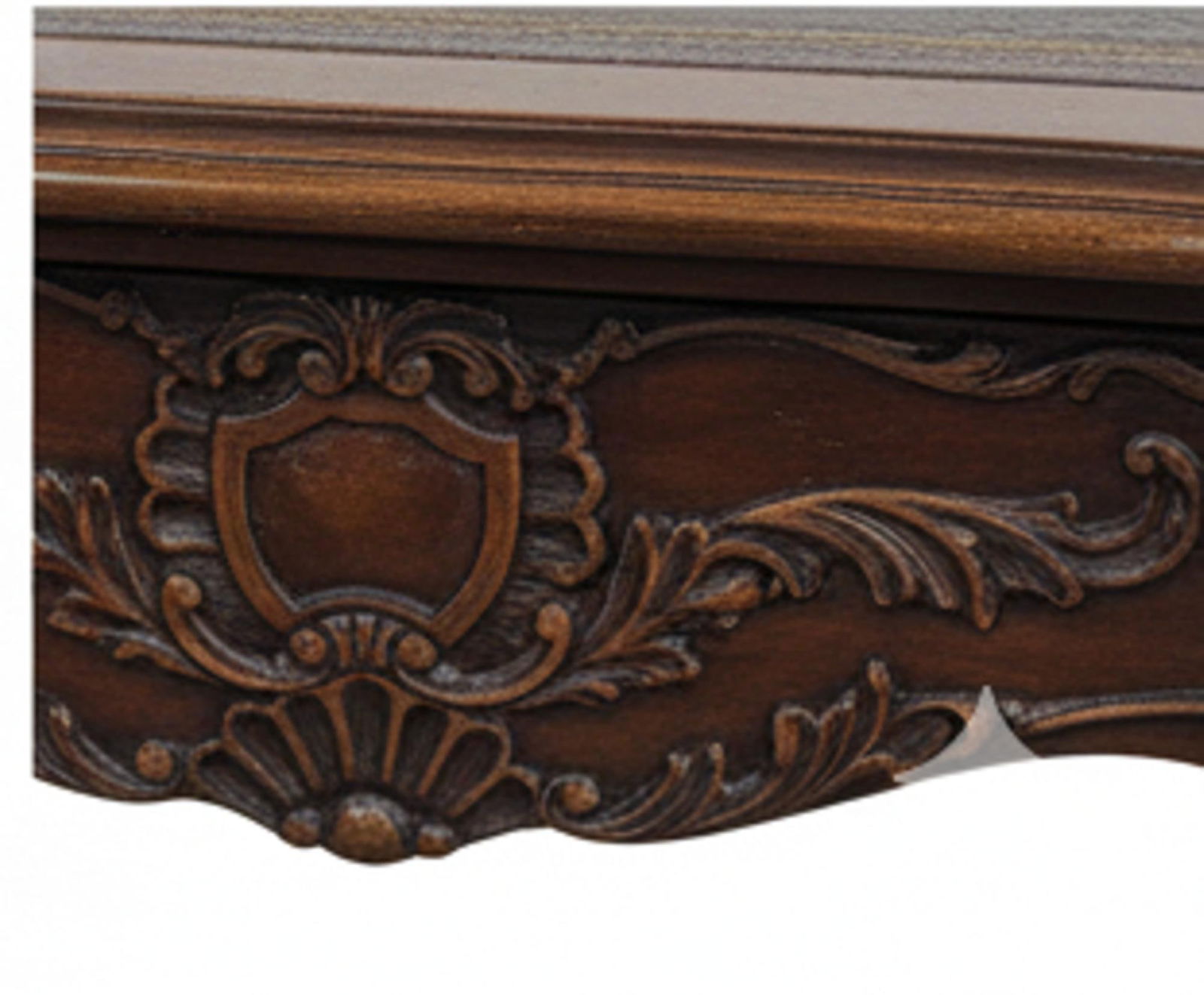 Vintage French Louis XV Style Carved Walnut Writing Desk With Leather Top - 9