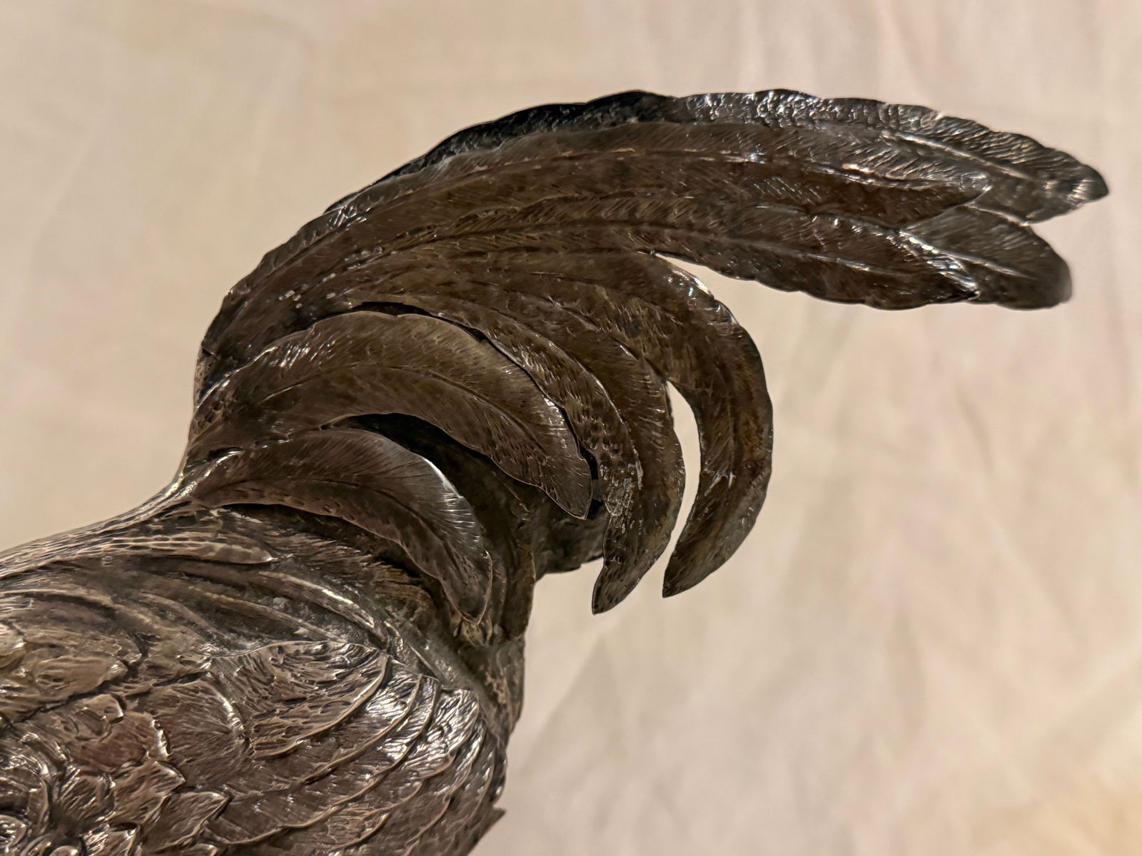 Mid-20th Century Spanish 915 Silver Chicken Figurine With Detailed Feather Work - 8