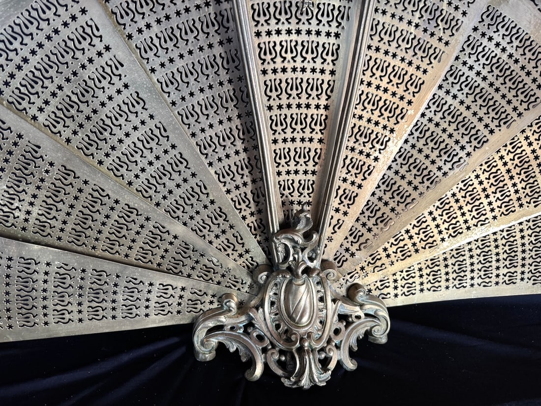 19th C French Louis XVI Gold Gilt Bronze Fireplace Screen 1 Pc - 12