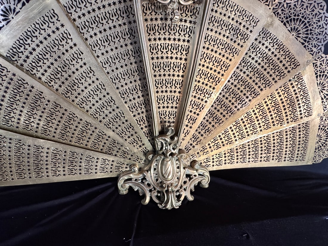 19th C French Louis XVI Gold Gilt Bronze Fireplace Screen 1 Pc - 13