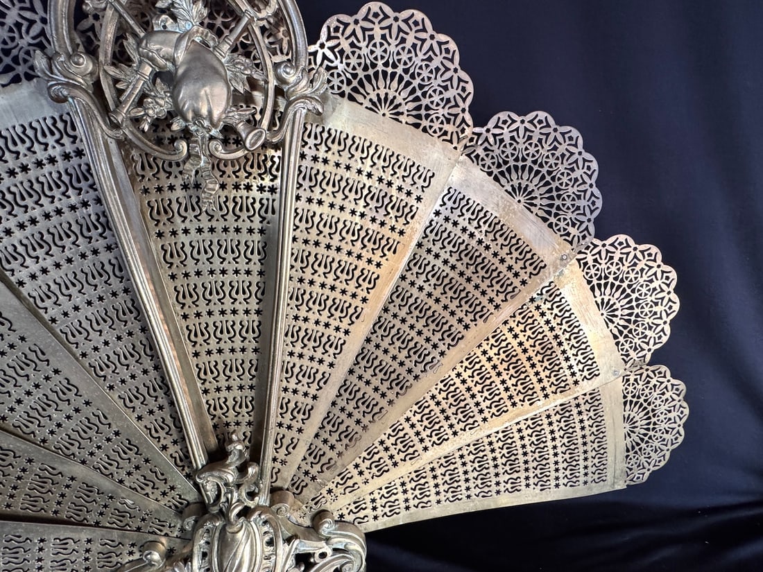 19th C French Louis XVI Gold Gilt Bronze Fireplace Screen 1 Pc - 15