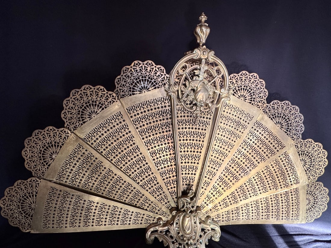 19th C French Louis XVI Gold Gilt Bronze Fireplace Screen 1 Pc - 16