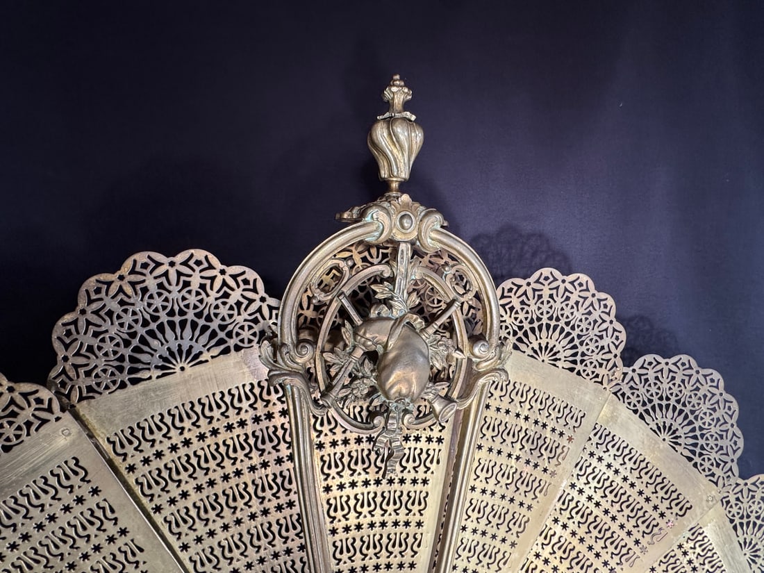 19th C French Louis XVI Gold Gilt Bronze Fireplace Screen 1 Pc - 2