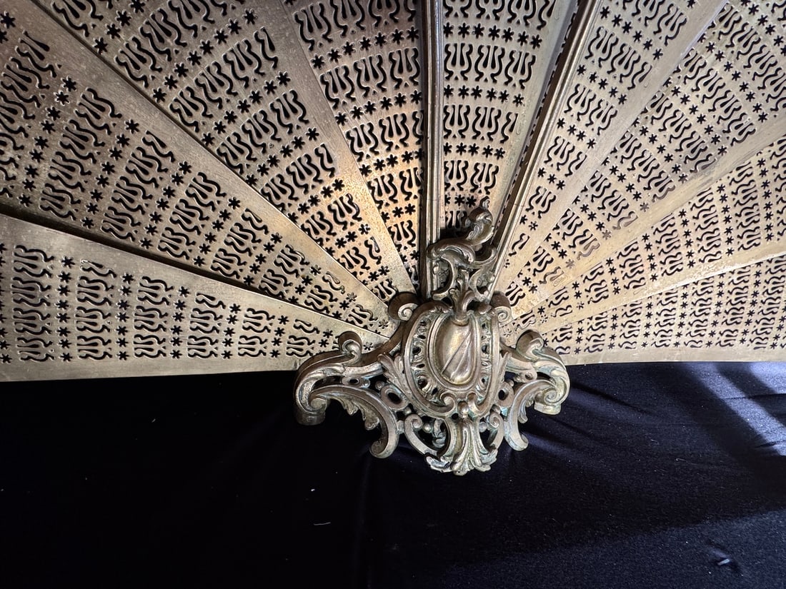 19th C French Louis XVI Gold Gilt Bronze Fireplace Screen 1 Pc - 4