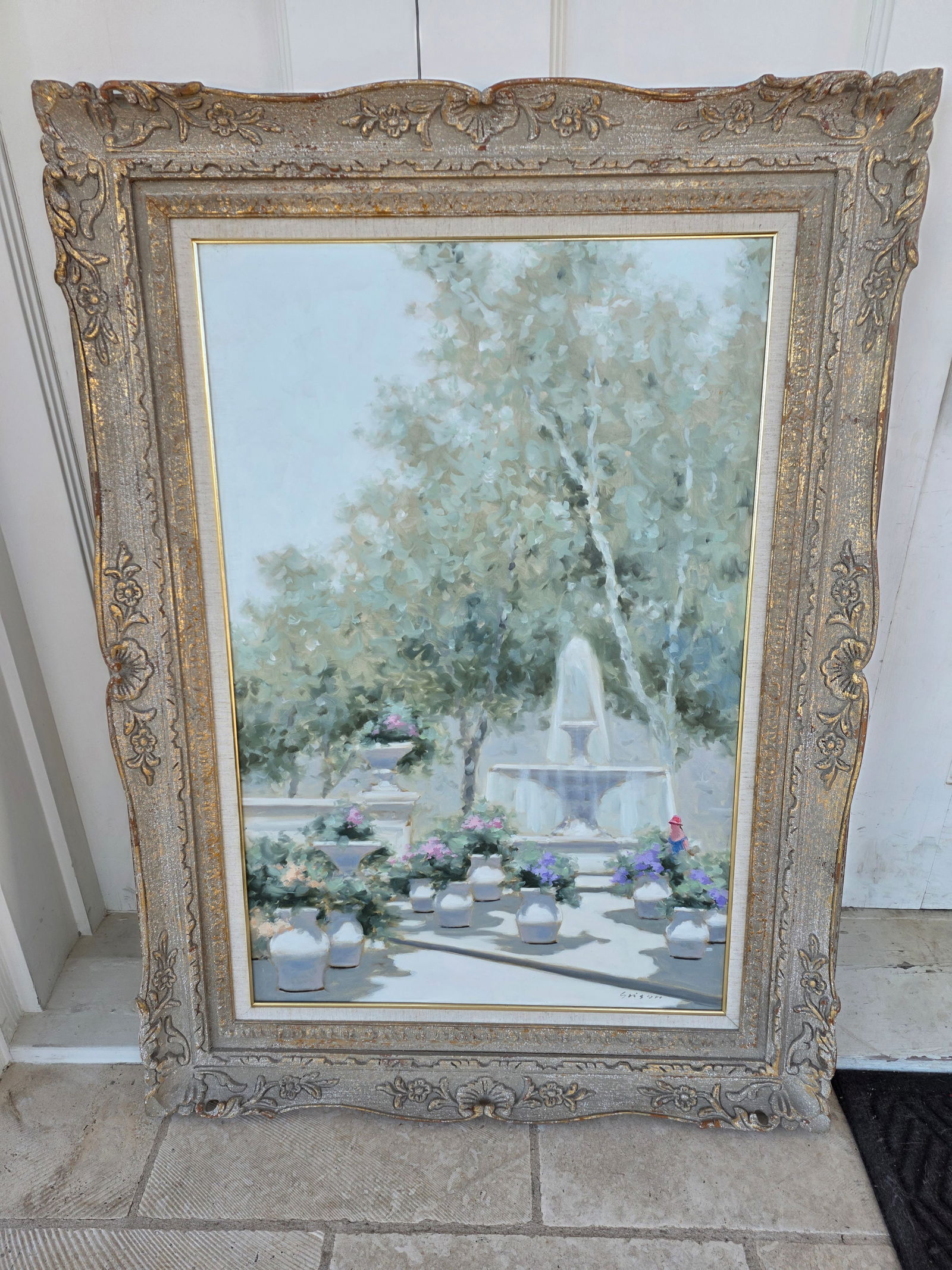Andre Gisson Impressionist Painting of a Fountain in a Park - 3