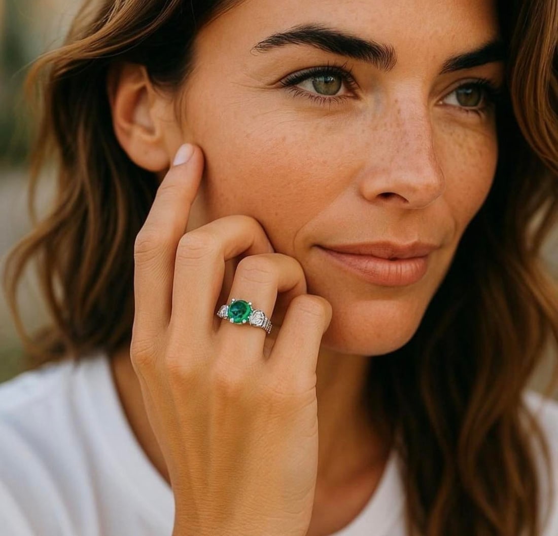 Gia Certified Colombian Emerald Diamond 2.85 Carat 18 Karat Gold Cocktail Ring, Size 6.5 - 4