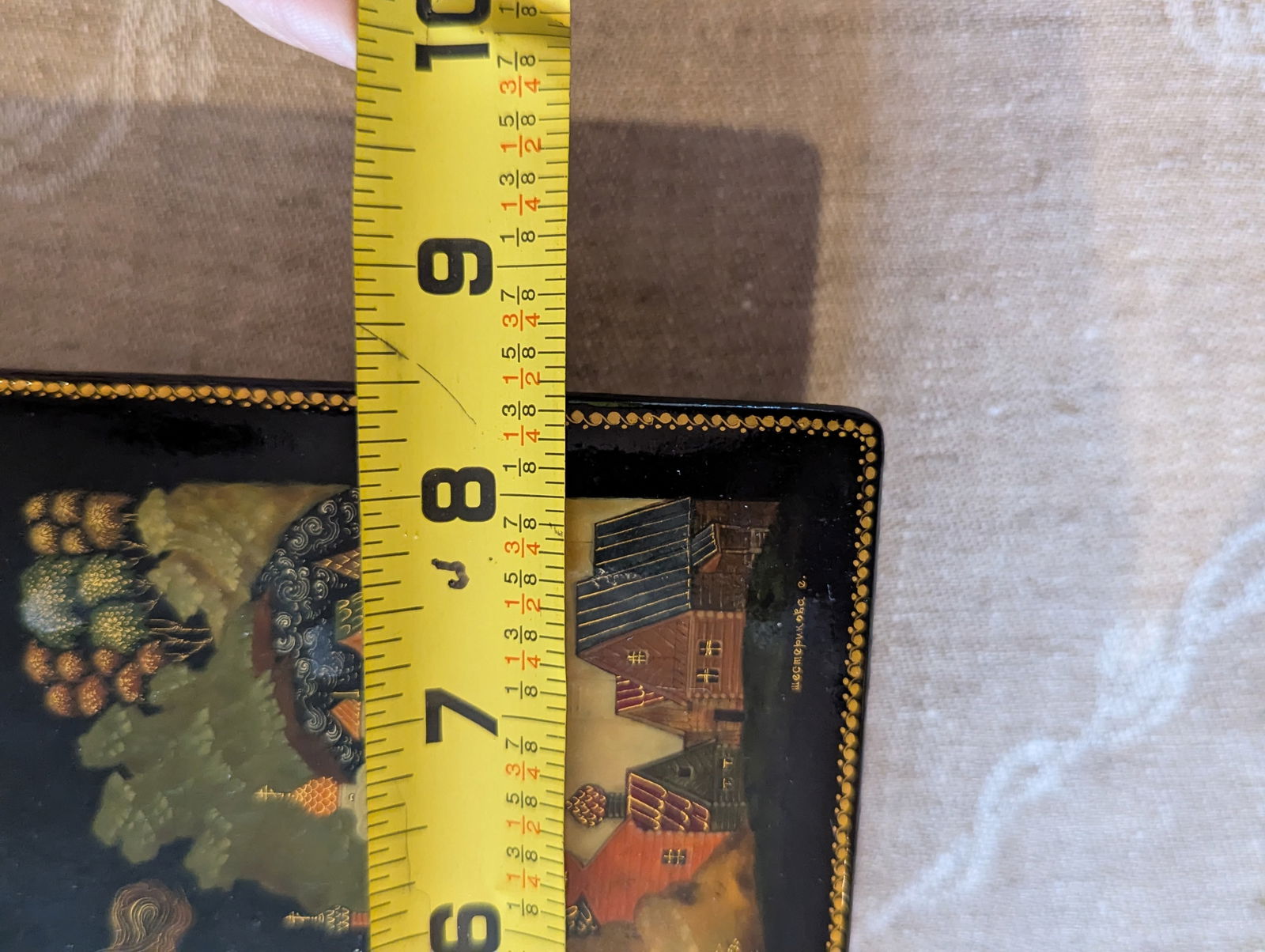 Vintage Fedoskino Lacquer Box: 'The Young Cowherd' by Artist v.b. Morozov (1985) - 10