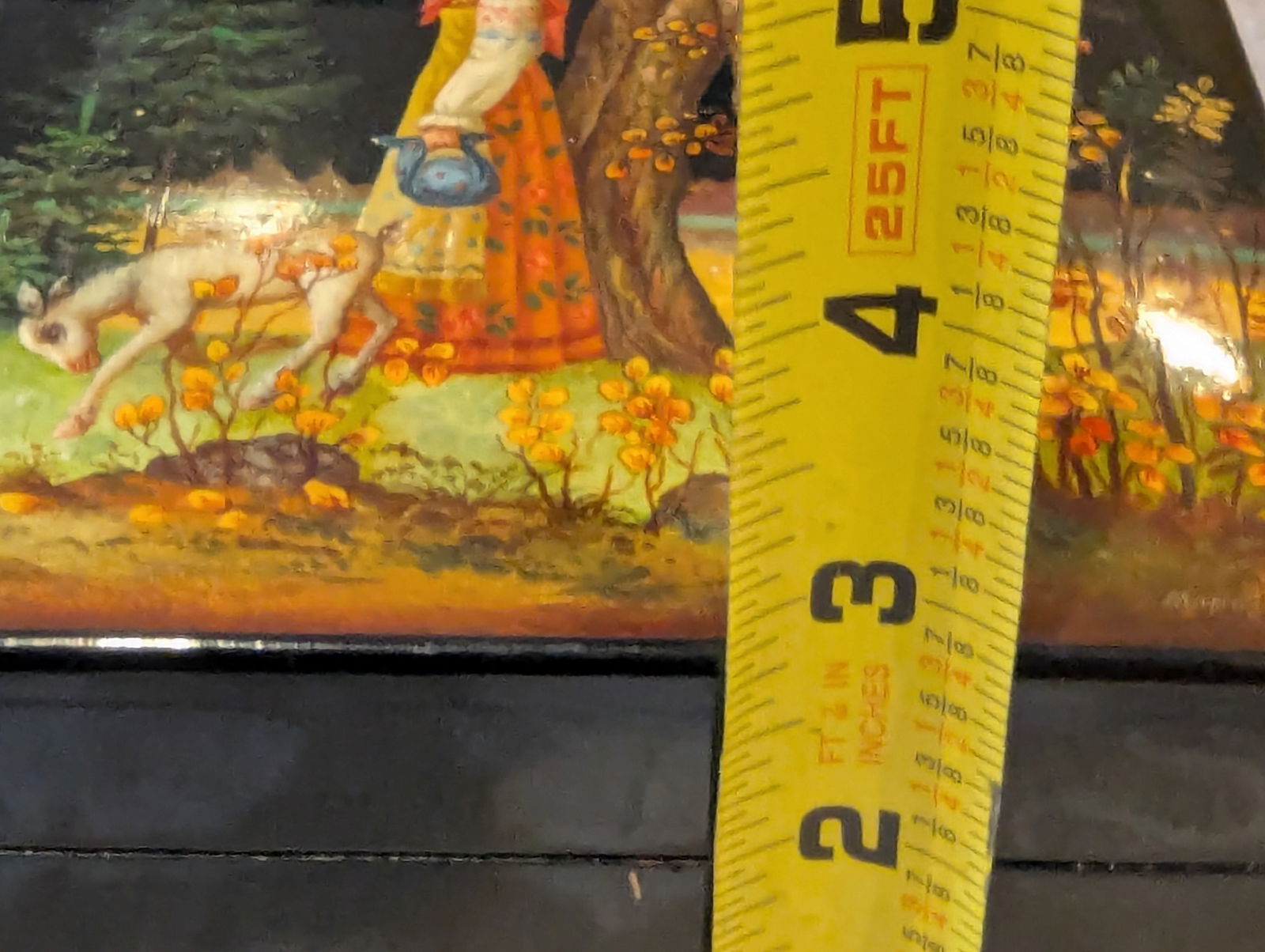 Vintage Fedoskino Lacquer Box: 'The Young Cowherd' by Artist v.b. Morozov (1985) - 6