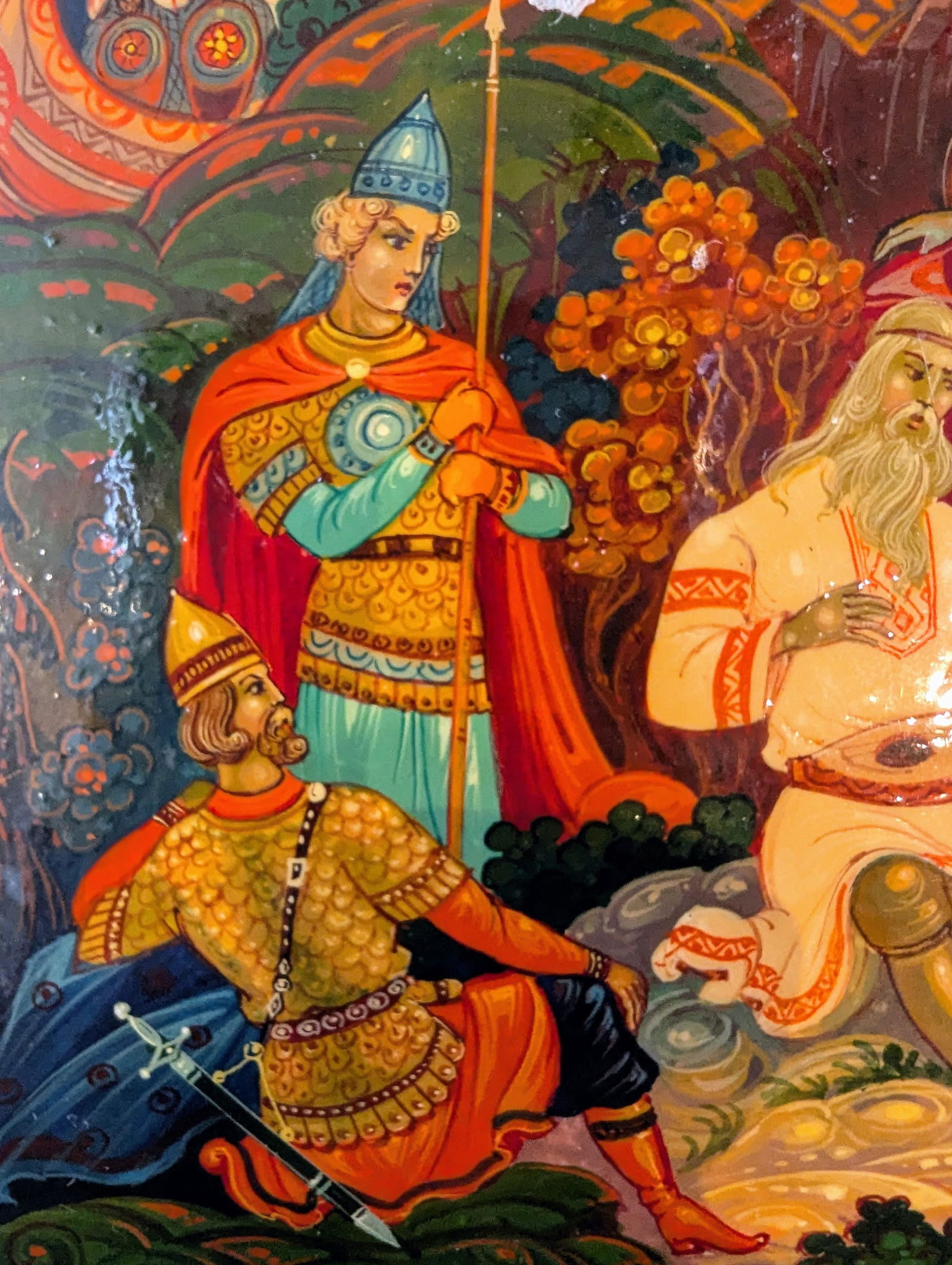 1980s Red Lacquered Fairytale Box of the Tale of Tsar Saltan" – Kholuy Lacquer Box - 11