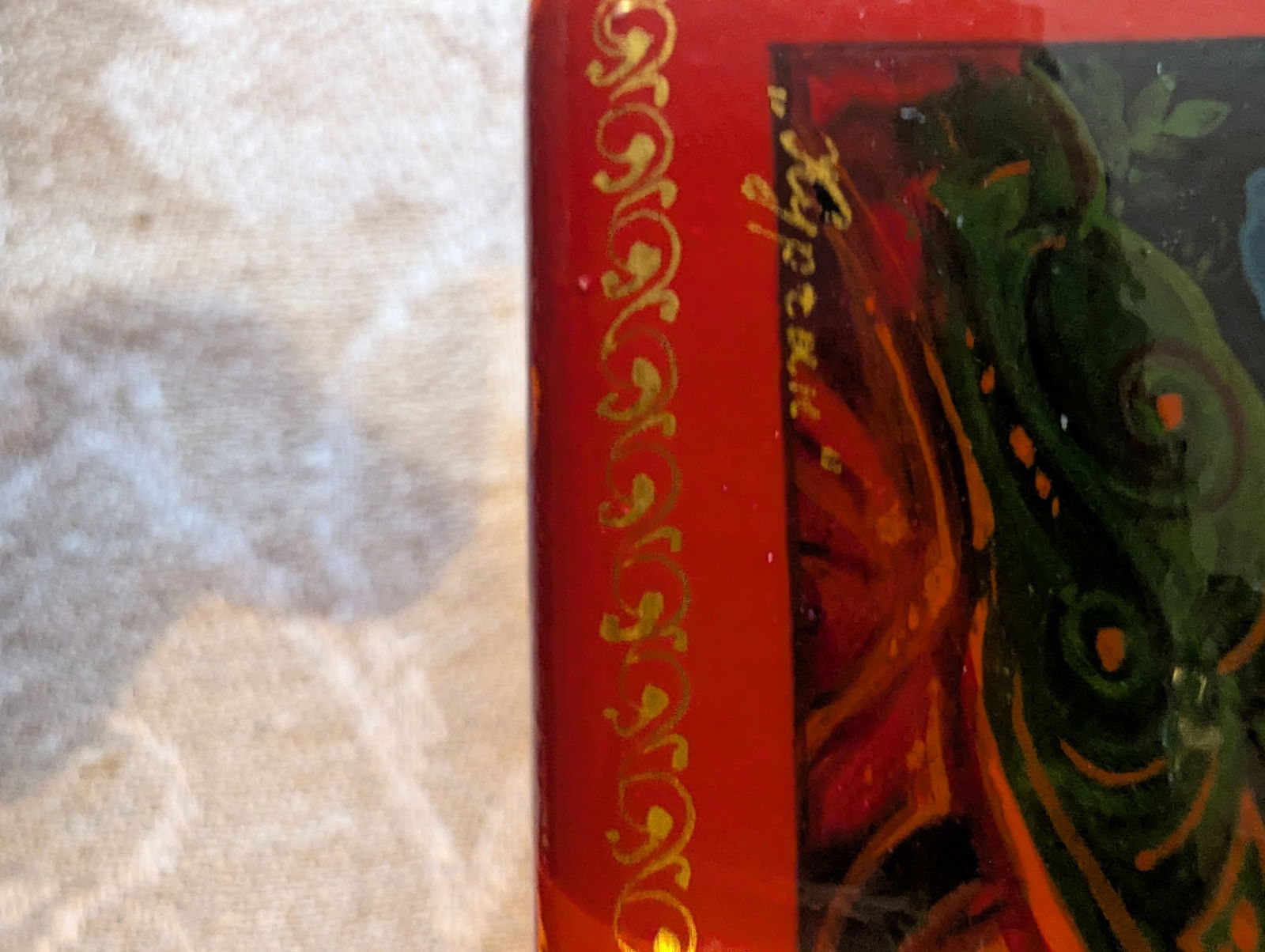 1980s Red Lacquered Fairytale Box of the Tale of Tsar Saltan" – Kholuy Lacquer Box - 4