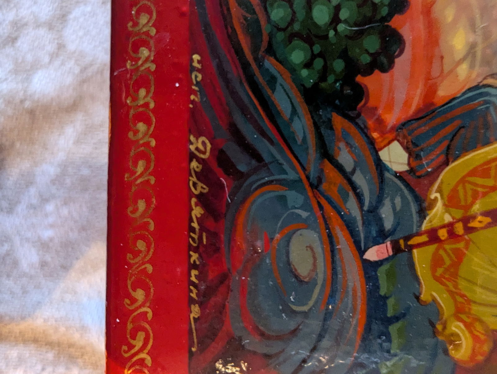 1980s Red Lacquered Fairytale Box of the Tale of Tsar Saltan" – Kholuy Lacquer Box - 5