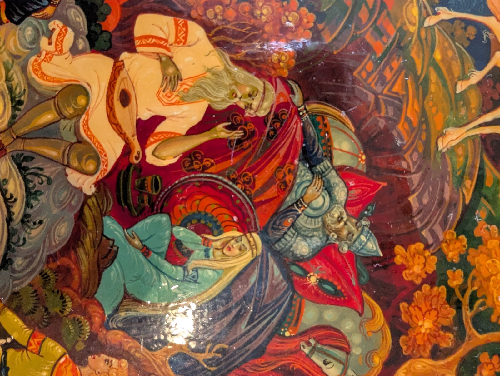 1980s Red Lacquered Fairytale Box of the Tale of Tsar Saltan" – Kholuy Lacquer Box - 8