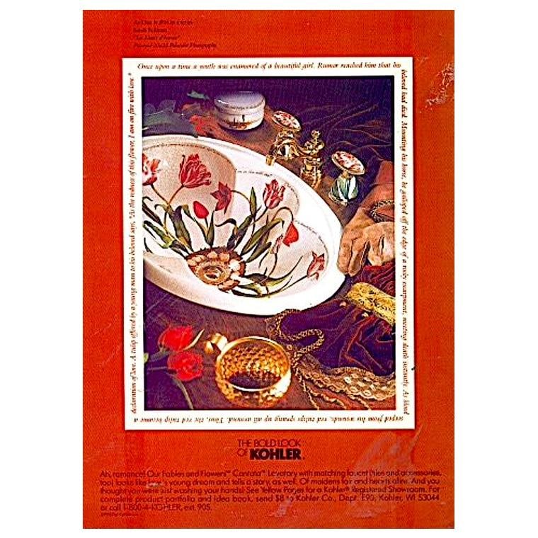 1990's Kohler Artist Edition - Fables and Flowers Cantata Countertop Sink - 11