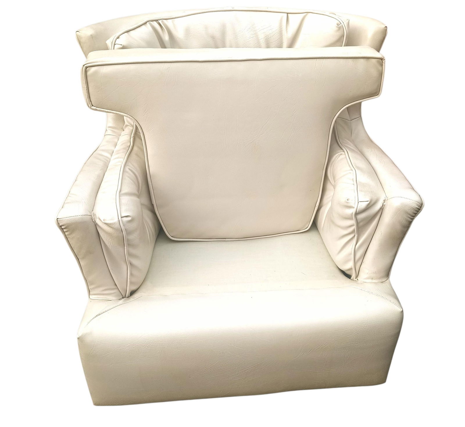 Exquisite Cream Color High-Quality Mid-Century Modern Masterpiece Wingback Chair and Matching Ottoma - 7