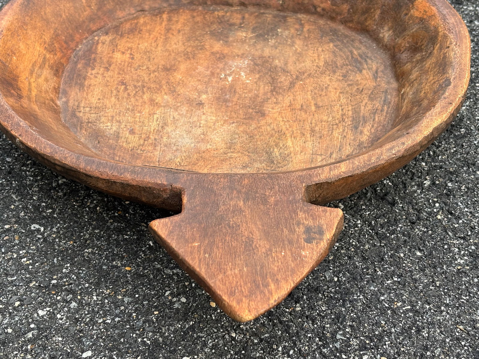Large 19th C. Hand Carved Parat Indian Single Piece Wooden Dough Bowl - 4