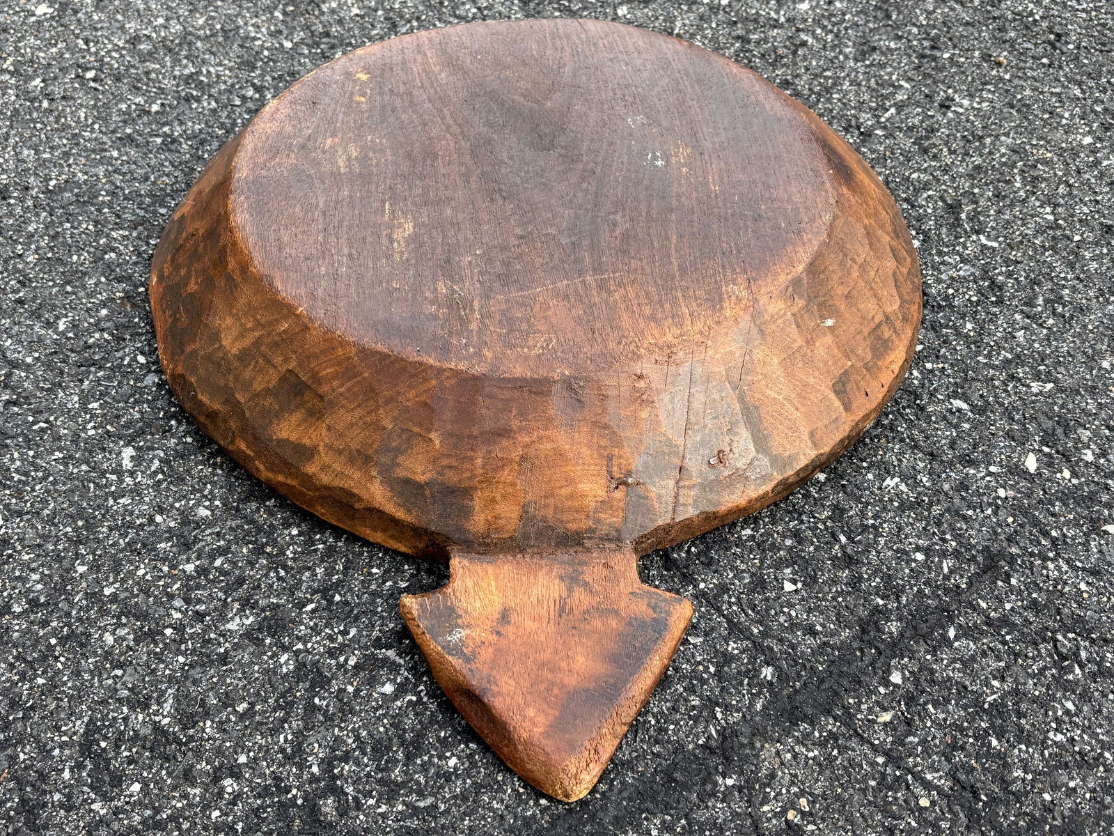 Large 19th C. Hand Carved Parat Indian Single Piece Wooden Dough Bowl - 5