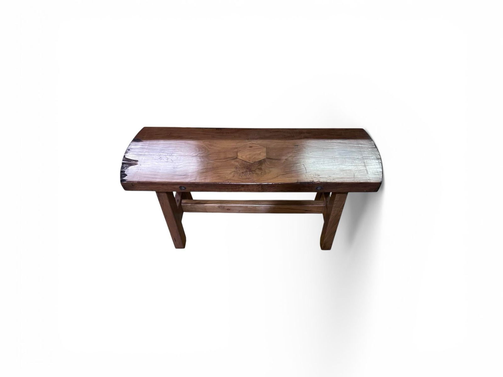 Vintage Hand Crafted Solid Wood Dining Table With Two Benches - 12