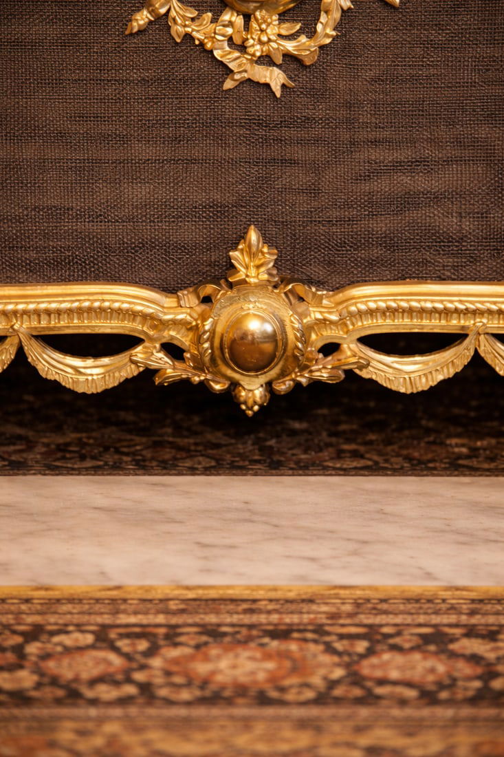 19th C French Louis XVI Gilt Bronze Fireplace Screen - 3