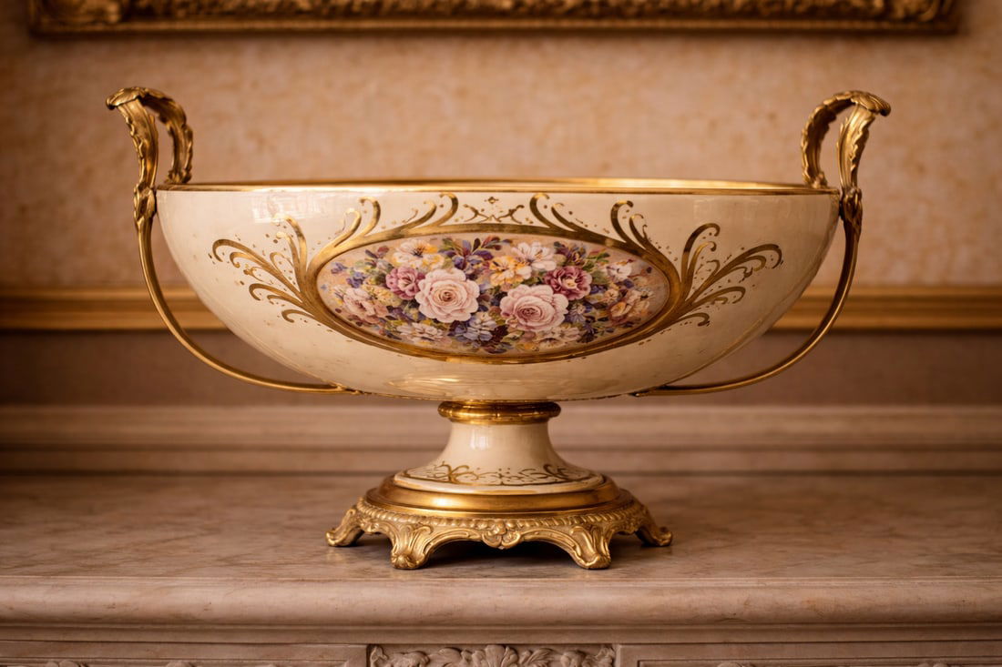 1970s French Style Cream Gilt Porcelain Garniture Set of 3 - 4