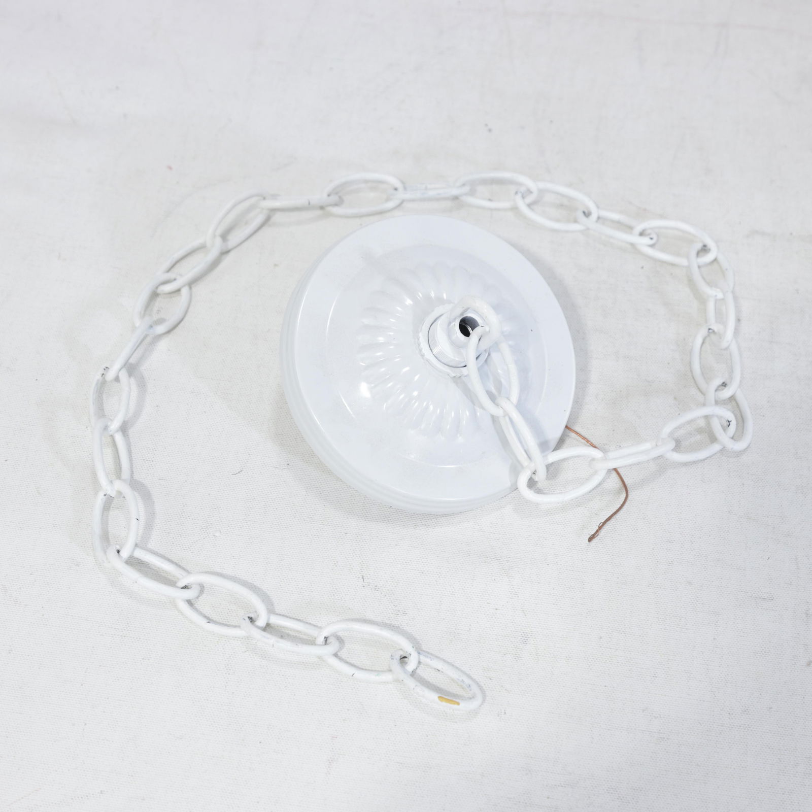 Vintage Handmade White and Light Blue Iron 8-Light Pendant Chandelier - 12