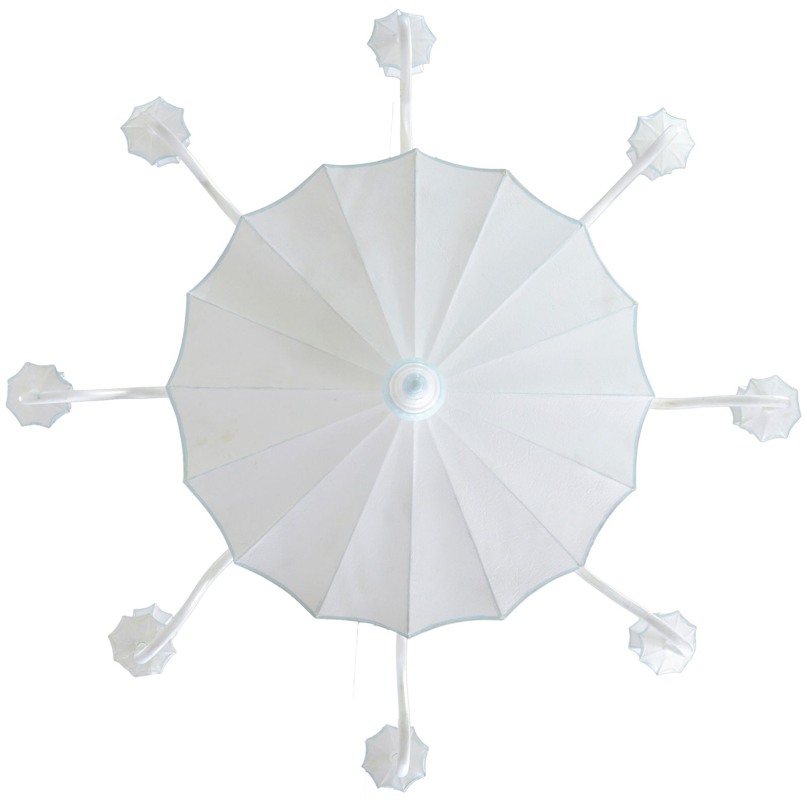 Vintage Handmade White and Light Blue Iron 8-Light Pendant Chandelier - 4