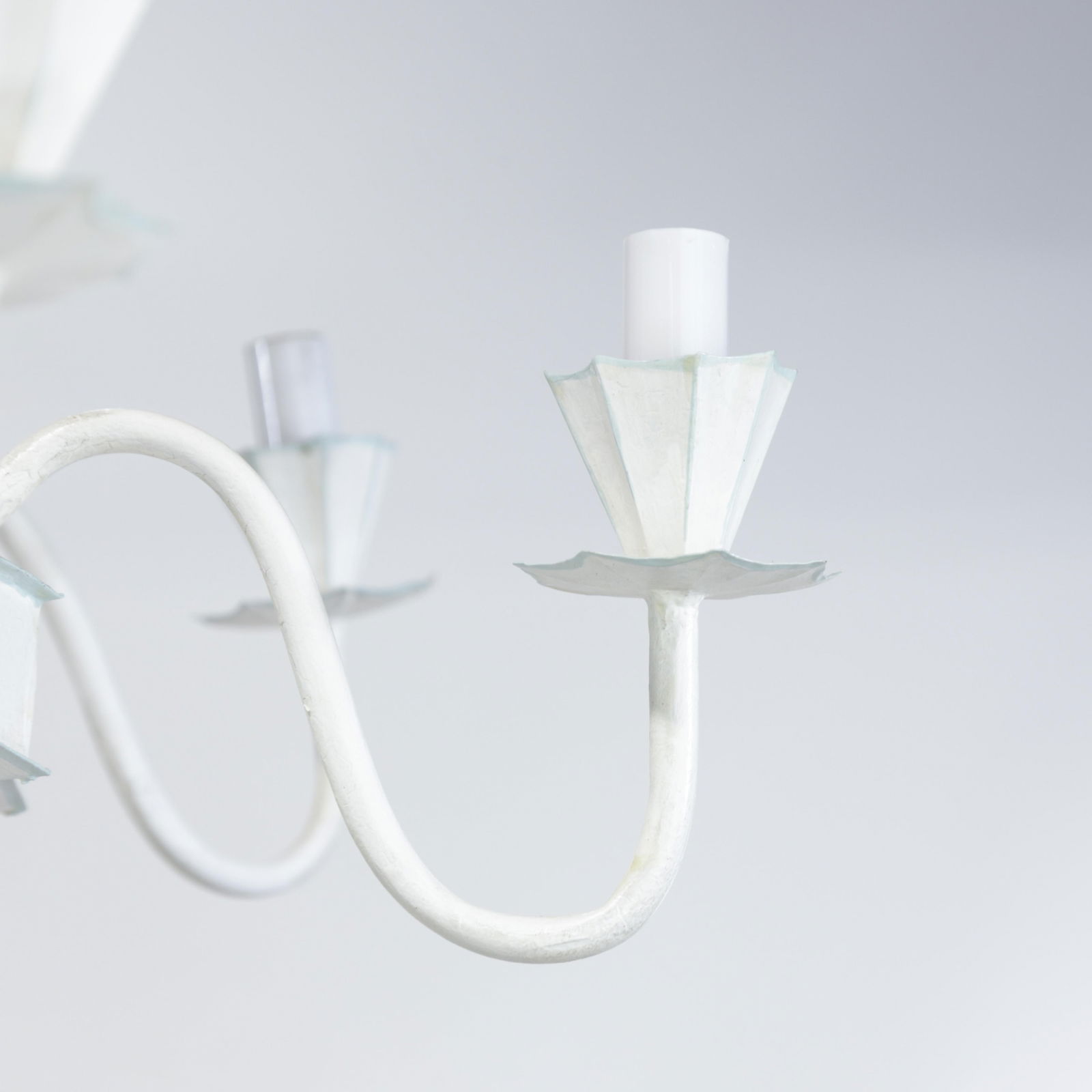 Vintage Handmade White and Light Blue Iron 8-Light Pendant Chandelier - 8