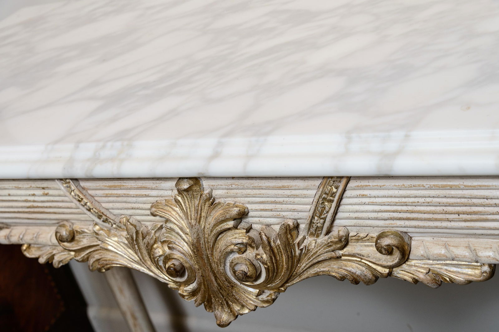 Marble Top Console With White Marble Top - 2